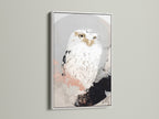 The white frame enhances the white owl artwork. This piece adds a touch of elegance to any room. See how this modern artwork fits into your home. It’s perfect for living room wall art. The white frame complements the bird artwork. Shop now and elevate your decor.