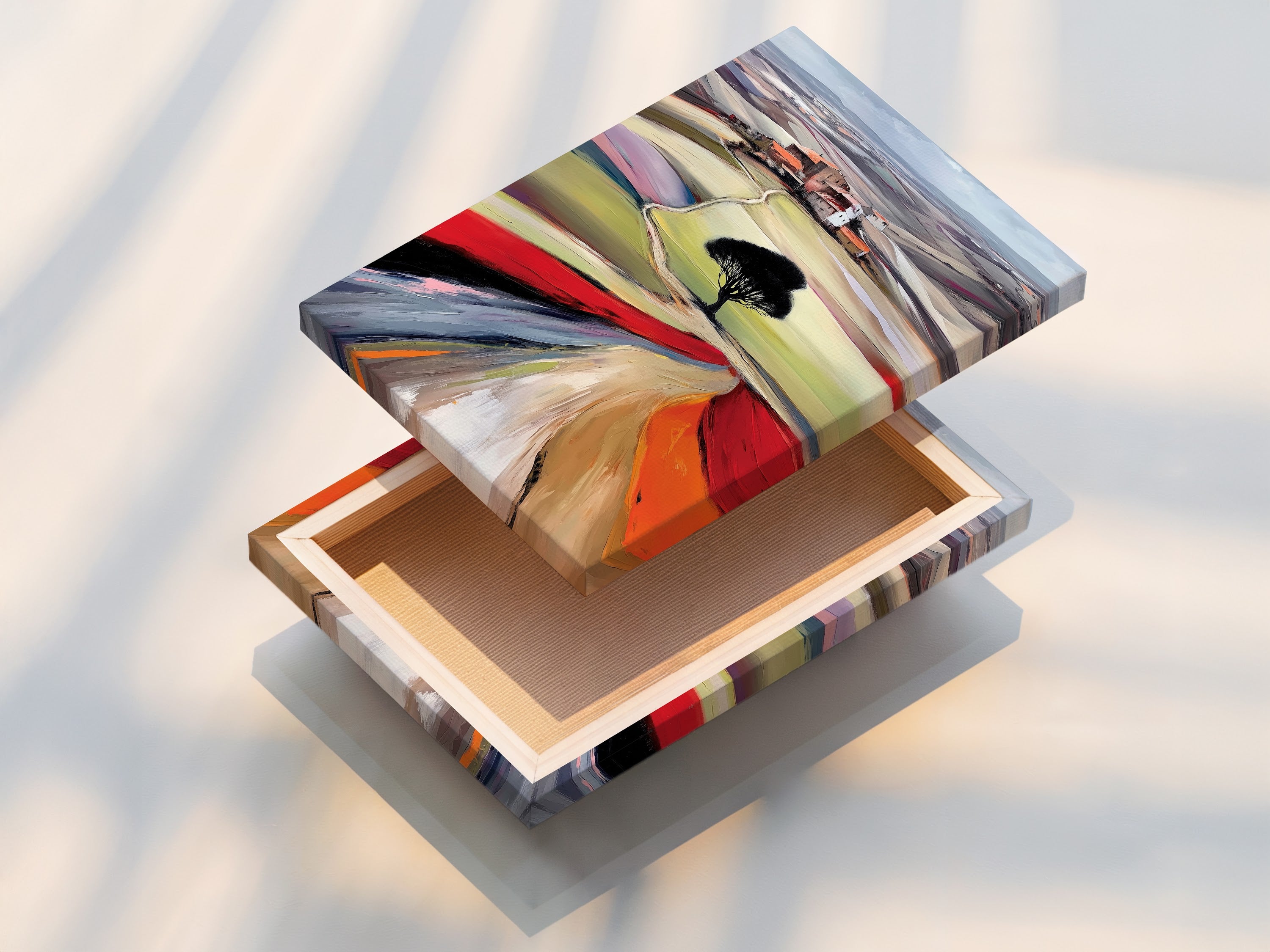 A beautifully stretched canvas print of a Tuscany Landscape. The stretched canvas provides a gallery-worthy look. The Italian art print is ready to hang and enjoy. Perfect farmhouse wall art for your living room. It is durable and stylish.