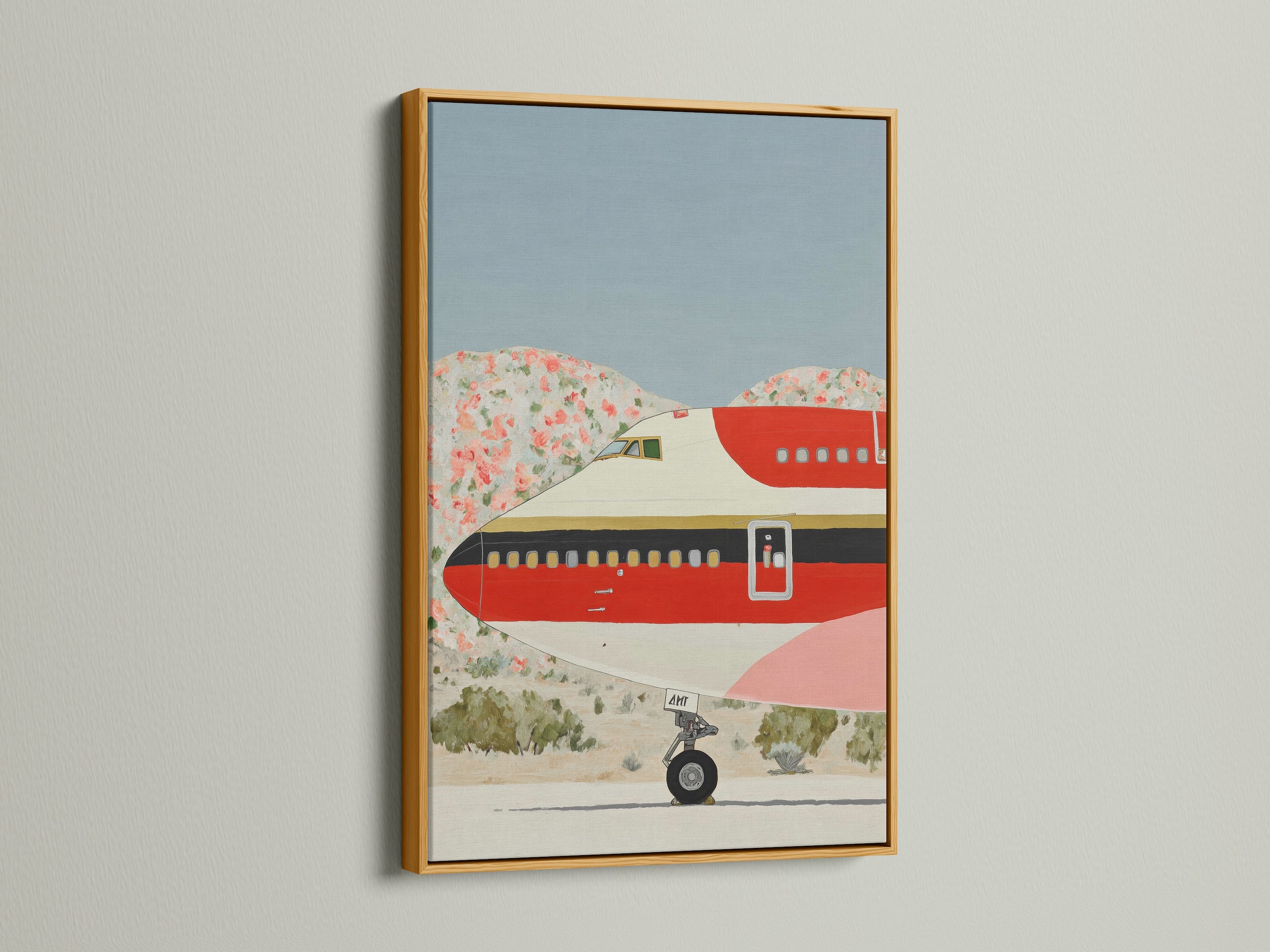 Vintage airplane art print in a gold frame. This retro aviation art offers a luxurious touch. The mid century print shines as airplane wall art. Gold frame enhances the vintage aircraft art. It is ideal for aviation decor.
