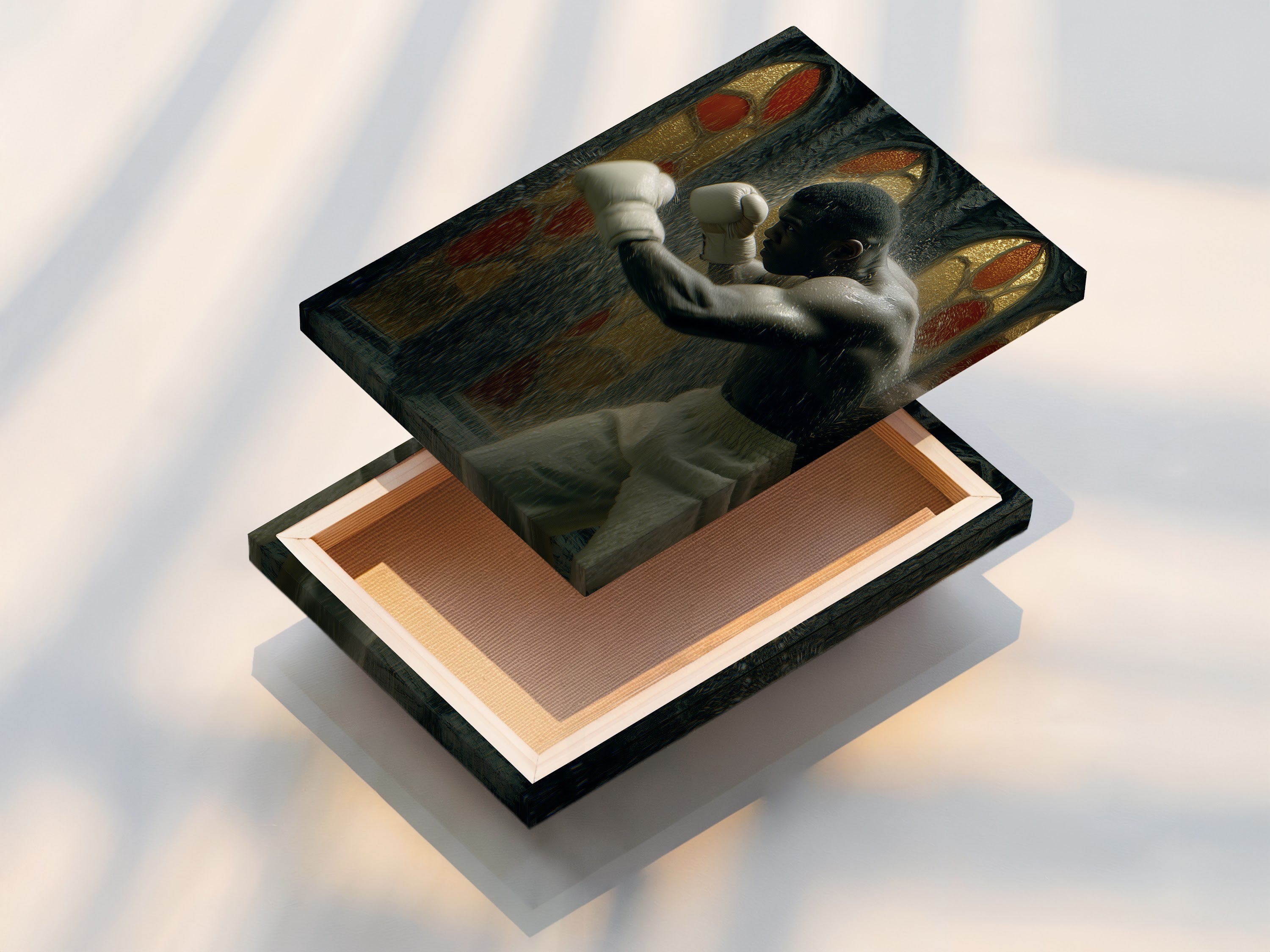 A stretched canvas print of vintage boxing artwork. The canvas is taut and ready to hang. The gothic sports canvas adds character to any room. Perfect for man cave decor and gym wall art. Explore our athletic wall decor options.