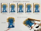 Available options for the Surreal Clock Tree artwork are showcased. Choose from a stretched canvas print fine art poster paper or a floating frame. This gothic tree art adds a touch of fantasy to any room. Perfect for readers writers and creative professionals.