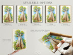 Explore available options for the Baobab Tree artwork. Options include a stretched canvas print a fine art poster paper and a floating frame. Choose the perfect medium to showcase this African landscape botanical artwork in your space.