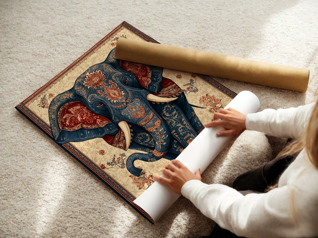 A woman carefully rolls a fine art poster paper. The high-quality poster paper ensures vibrant prints. She protects the artwork during handling. The rolled poster is ready for framing or display. Fine art paper enhances the artwork. Experience the quality of our fine art prints.