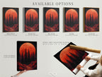 Explore available options including stretched canvas prints fine art poster paper and floating frames. Discover the perfect format for your forest moon art. Customize your red sunset print to match your style. Enhance your bedroom wall art with these versatile choices.