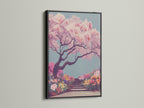 This black framed cherry blossom tree artwork brings elegance to any room. The Japanese garden canvas print features delicate pink sakura. This nature canvas art is perfect for bedroom wall art. The botanical print enhances office clinic or café spaces. Enjoy the serene beauty of this Asian wall art.