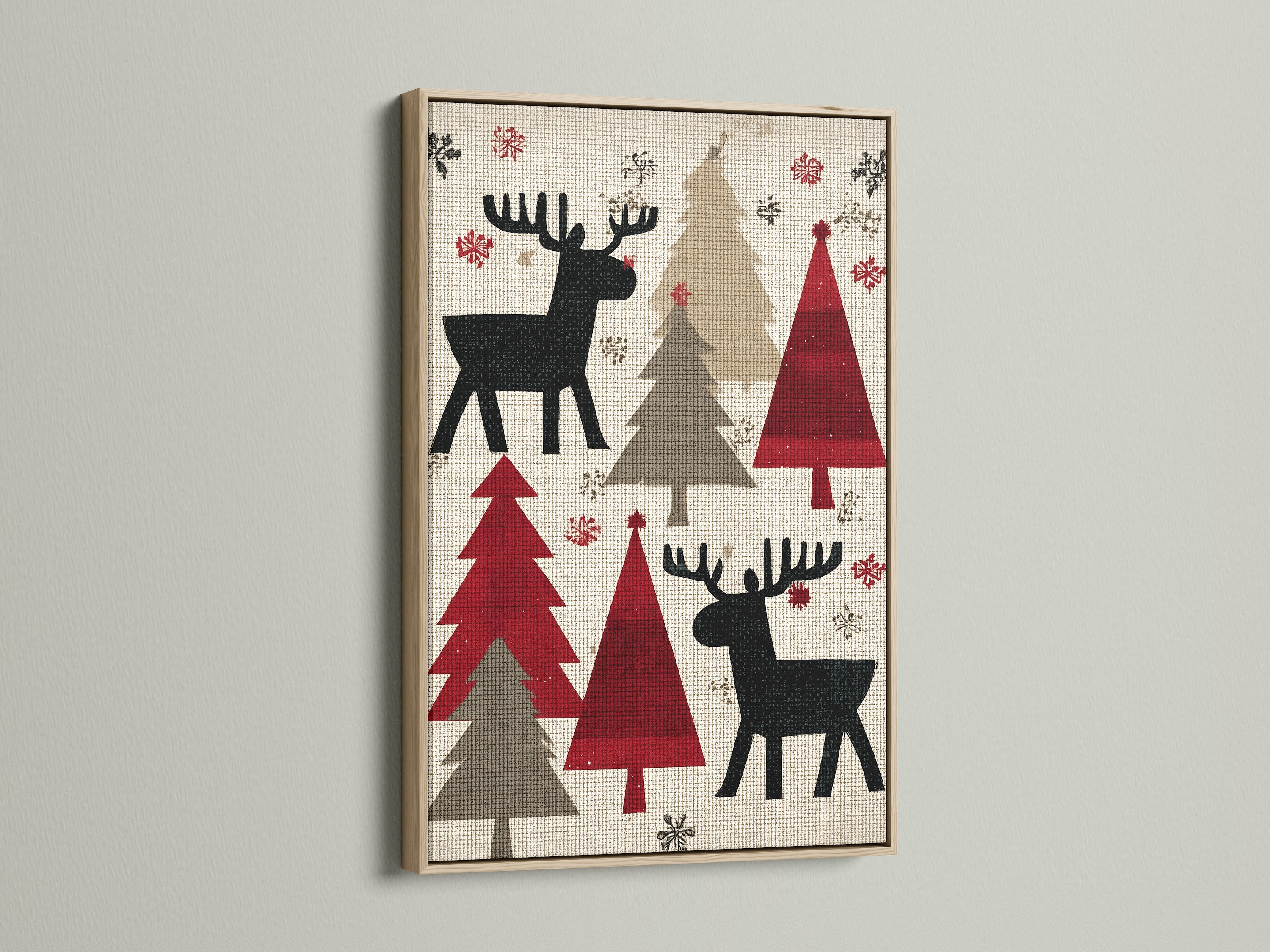 Artwork in an oak frame is displayed. The oak frame enhances the artwork with a natural touch. This frame provides a classic and warm aesthetic. Perfect for various art styles and home decor.