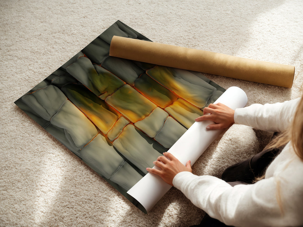 A woman carefully rolls a fine art poster paper. She handles the delicate paper with care. This ensures the artwork remains pristine. Proper handling is key to preserving fine art. The poster paper is ready for framing or display.