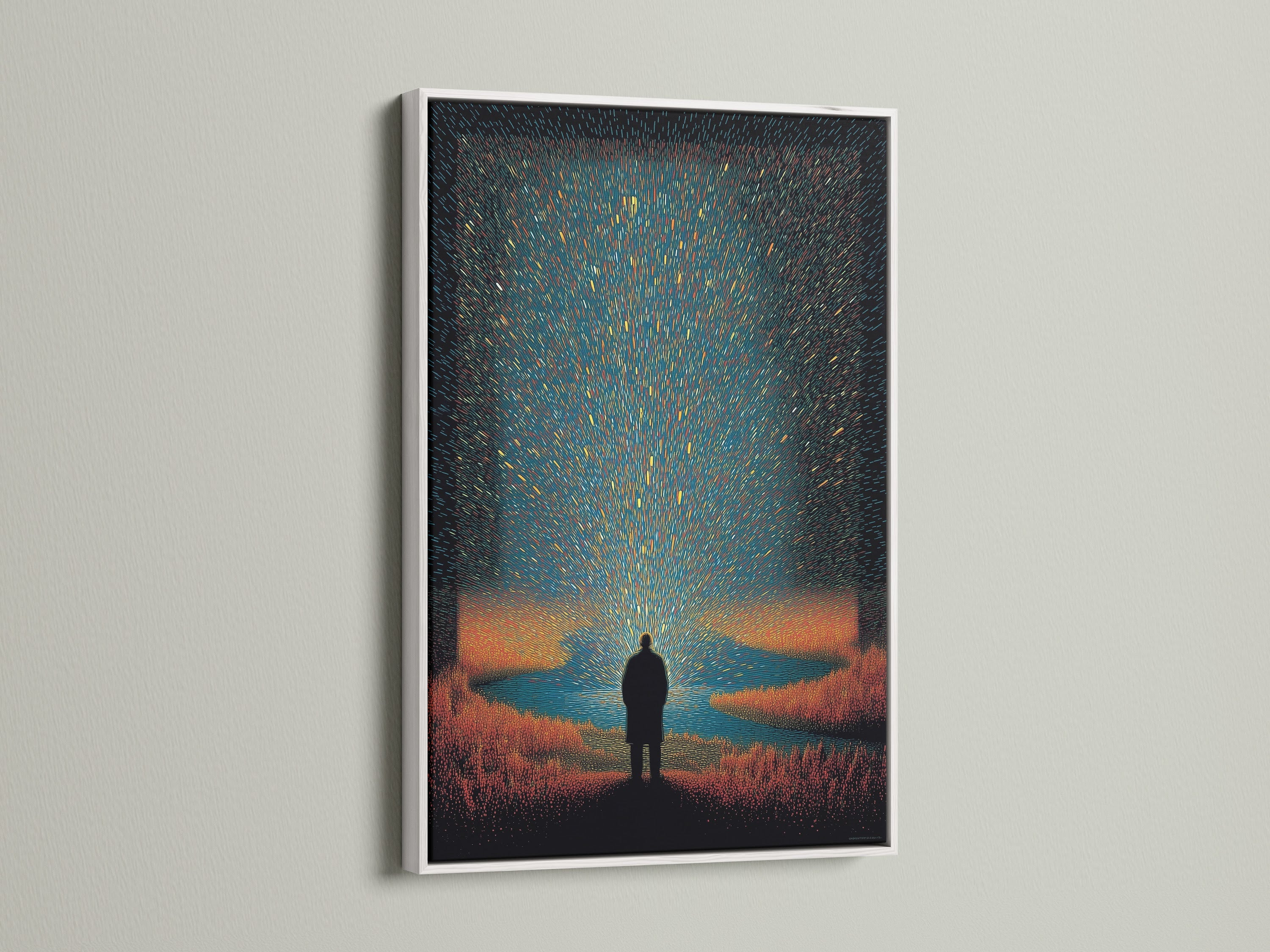 White frame art option. This framed art is a great addition to any home. A white frame brings a modern touch. See all frame options available like brown oak black and gold frame artwork.