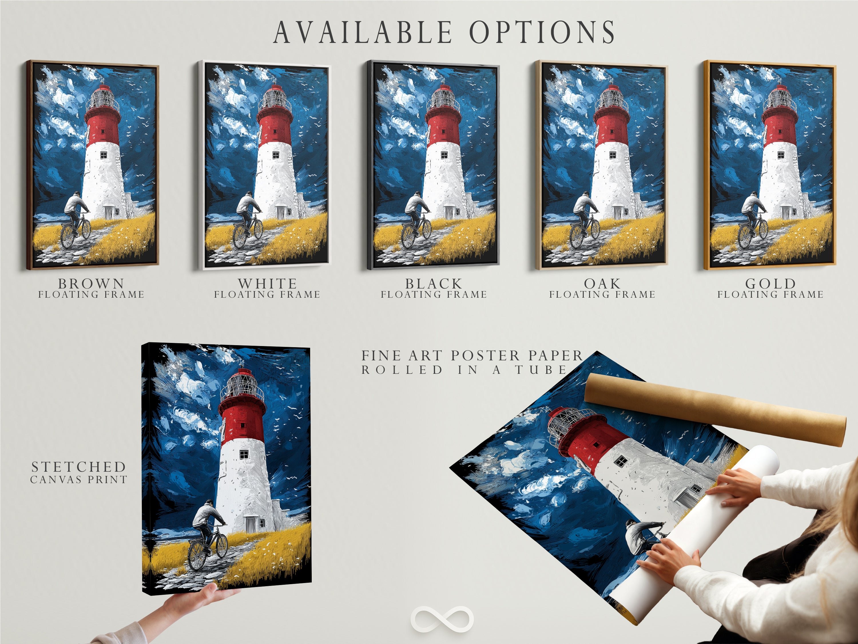 Explore available options for your nautical artwork. Choose from a stretched canvas print fine art poster paper or a floating frame. Find the perfect style to enhance your coastal artwork.