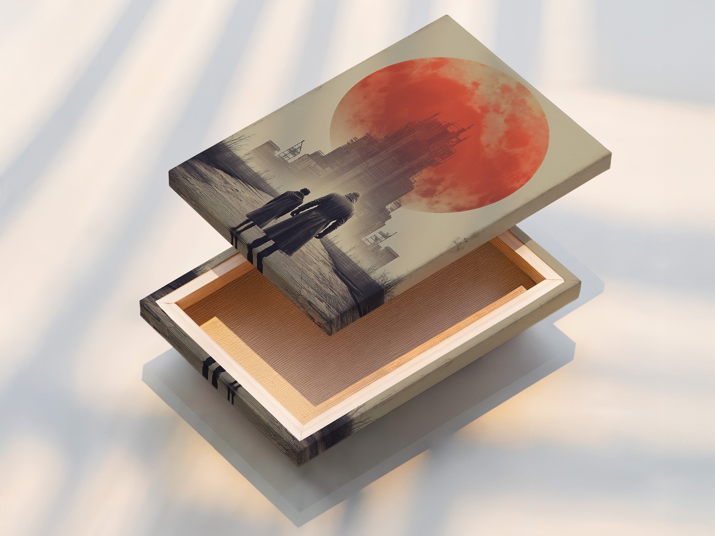 A stretched canvas print is displayed. The canvas is tightly stretched over a frame. The print wraps around the edges for a seamless look. See the vibrant colors and sharp details. Perfect for creating gallery worthy artwork. Add texture and depth to your art.