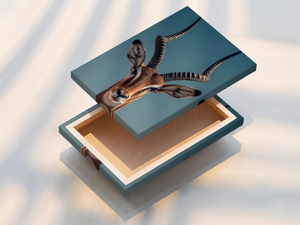 A stretched canvas print is displayed. The canvas is tightly stretched. This provides a gallery-quality look. See the texture and vibrant colors of the artwork.