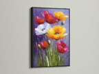 View this flower art in a sleek black frame. The dark frame adds a bold contrast. It highlights the art's colors. Perfect for modern spaces. Check out our black frame selections.