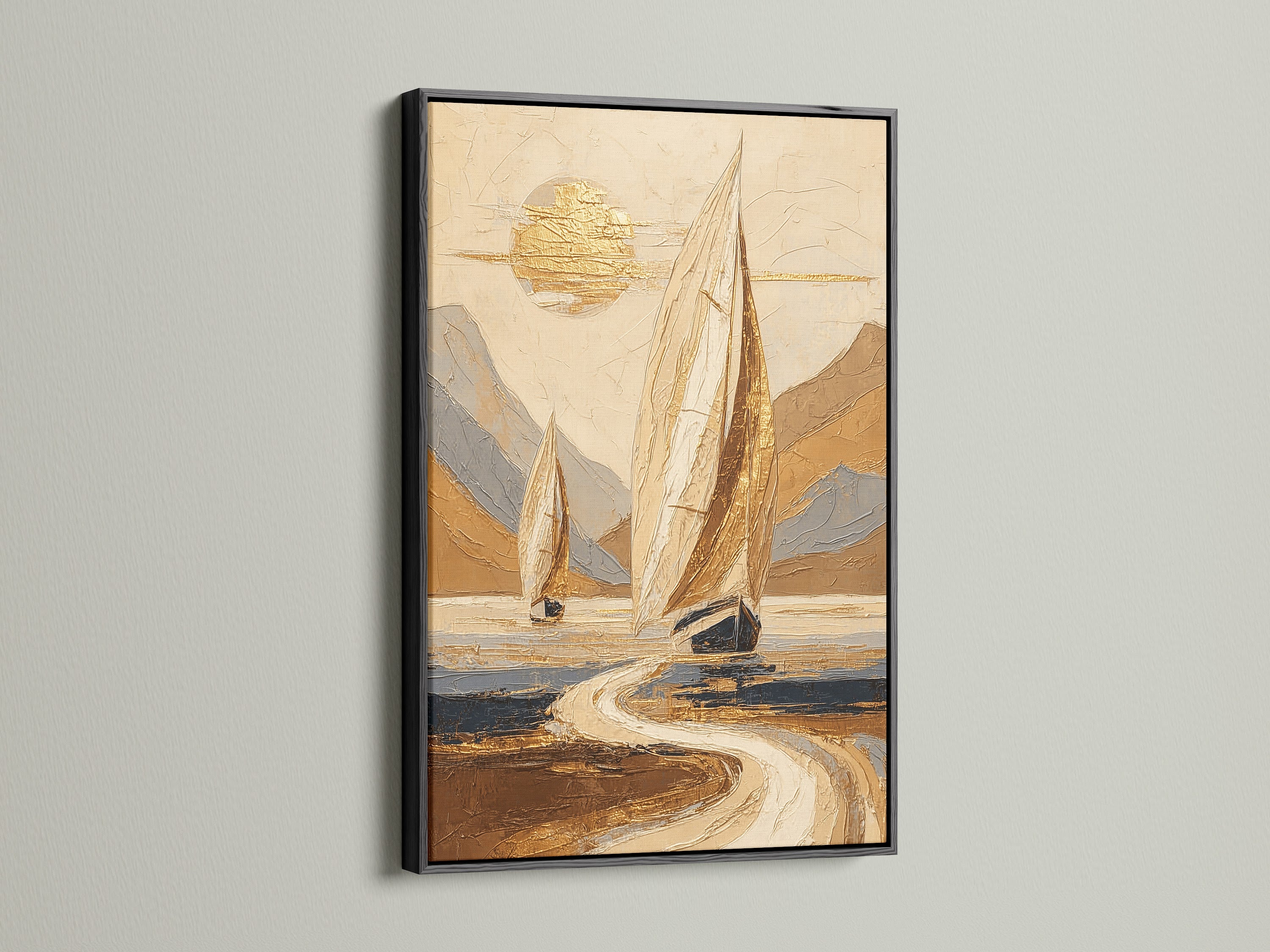 Sailboat Abstract Art - Nautical Wall Decor, Ocean Landscape Painting, Coastal Home Art, Beach House Decor, Maritime Print