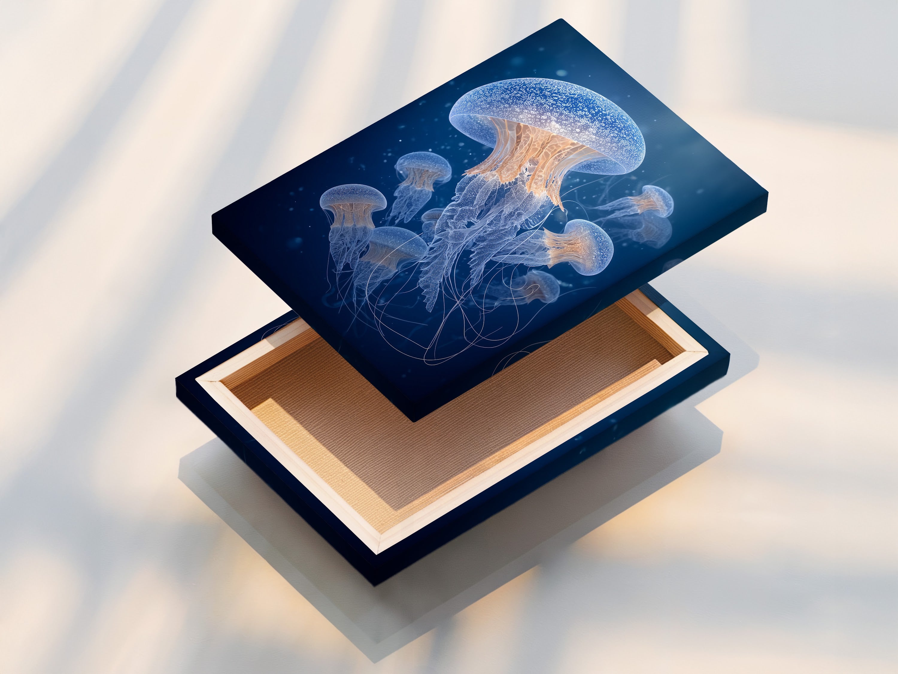 A stretched canvas print displays vibrant colors and intricate details. The canvas is stretched perfectly. This creates a smooth and professional finish. The artwork is ready to hang. It brings life and beauty to any space. This is a premium quality print.