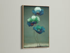 Discover floral canvas prints with an oak frame. This botanical art offers a natural touch to any room. See the beauty of blue flower prints and green wall art. Perfect for modern flower artwork in your home.