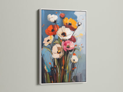 Artwork with a white frame is displayed. The frame enhances the artwork. White frames provide a clean and modern look. Perfect for any style of artwork. Find the ideal frame for your artwork today.