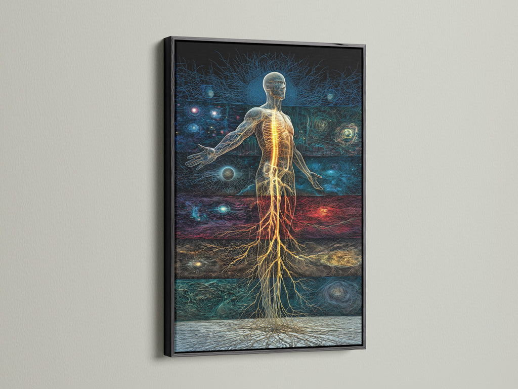 EV-04 showcases a black frame. The black frame adds a bold and dramatic touch. This frame creates a strong visual impact. It is perfect for contemporary artwork. The black frame provides a sleek and sophisticated finish. It is a modern art.