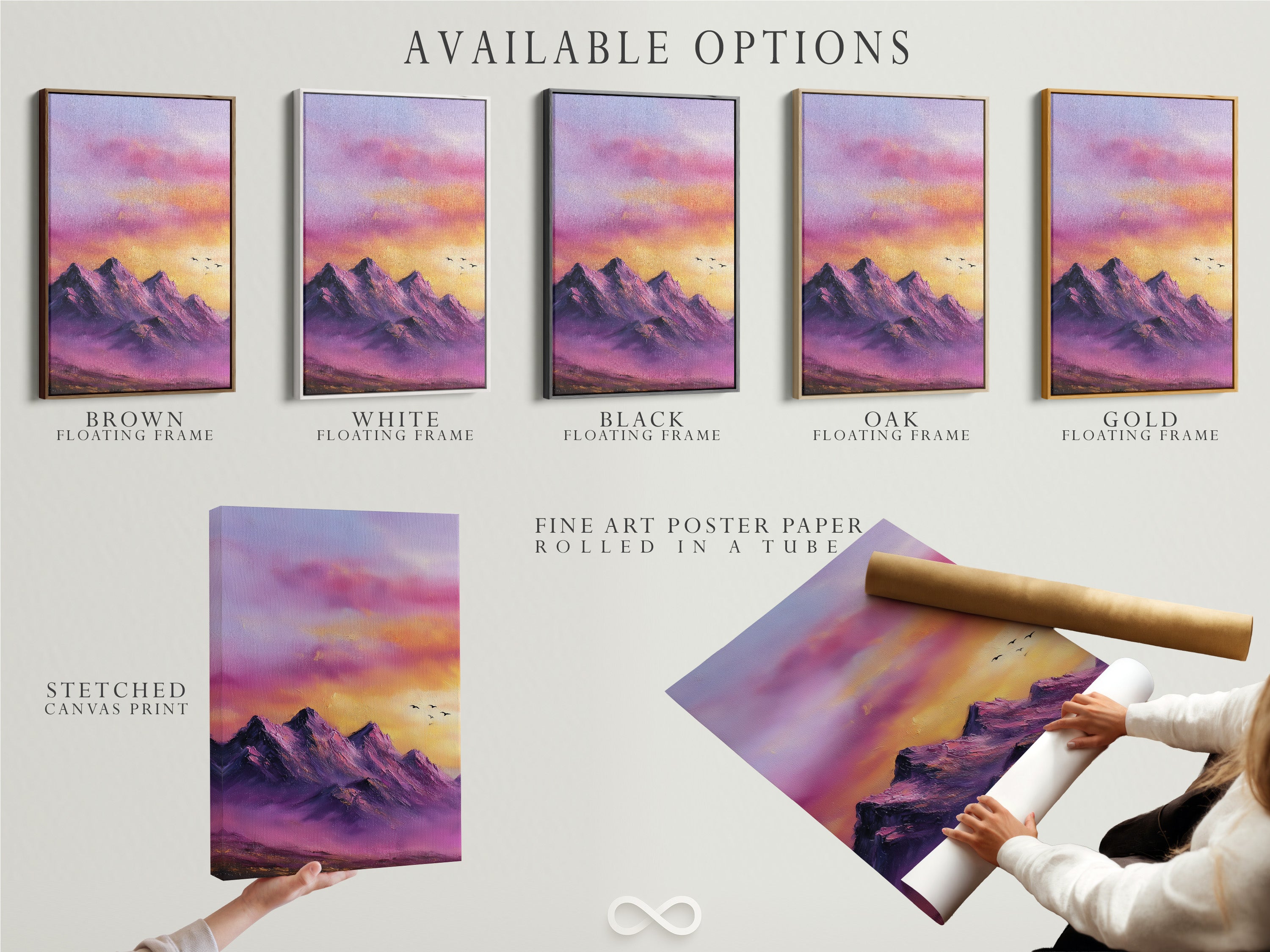 Purple Mountain Canvas Print - Sunset Landscape Wall Art, Majestic Peak Artwork for Bedroom Decor