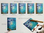 Available options for art prints are displayed. These include a stretched canvas print fine art poster paper and a floating frame. Each option offers a unique aesthetic to suit different tastes. Choose the perfect style to complement your home decor.