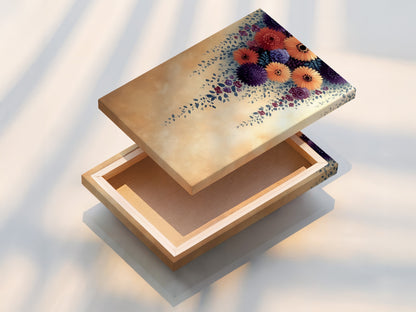 The stretched canvas print presents the Floral Cascade artwork in vibrant color. This ready to hang option offers a gallery wrapped look. Ideal for adding a touch of farmhouse charm to any room. Enjoy botanical artwork that is ready to display