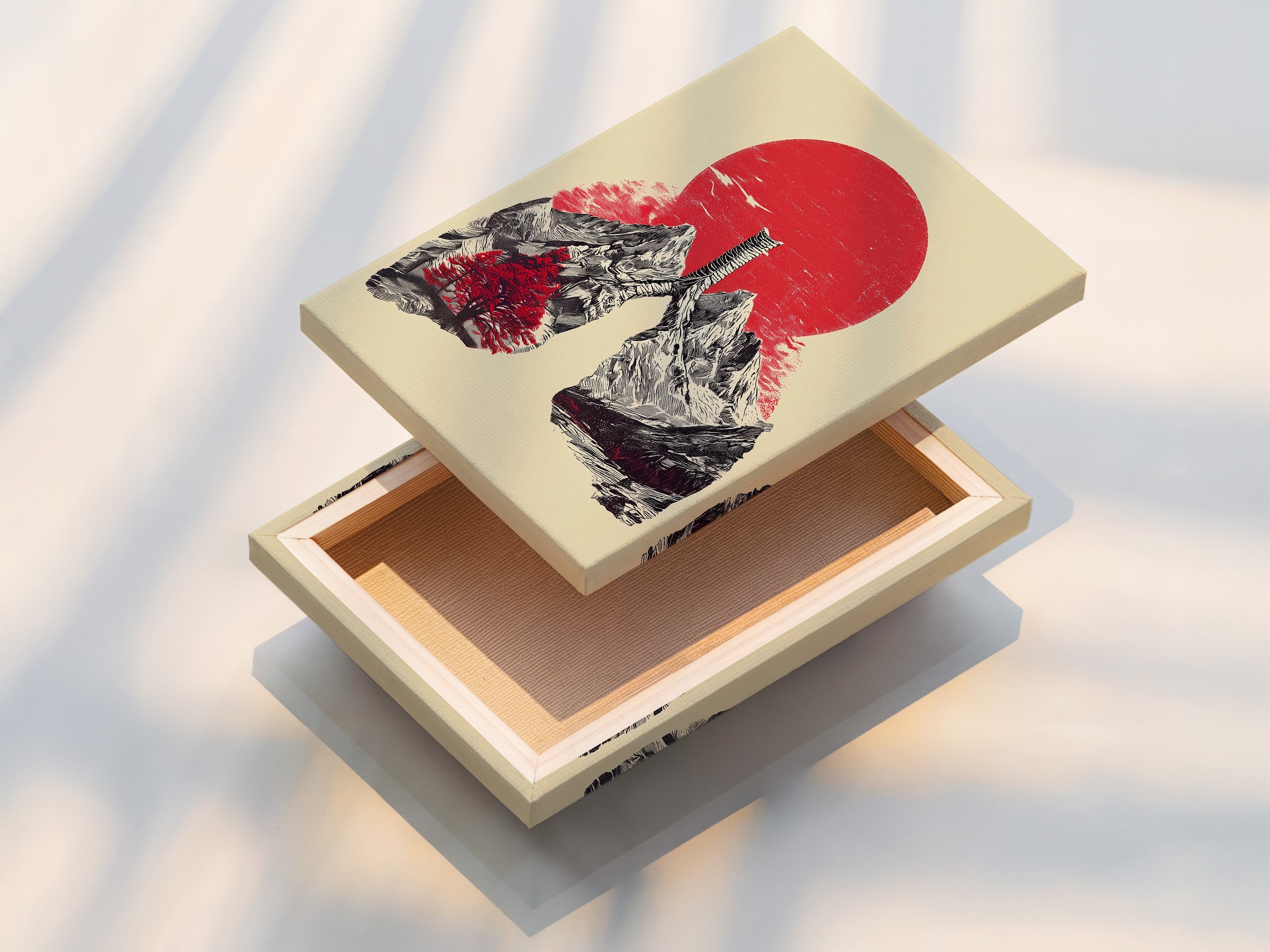 Here is a stretched canvas print. The canvas is mounted on a frame. It is ready to hang and enjoy. The stretched canvas provides a professional finish. It transforms artwork into a statement piece.