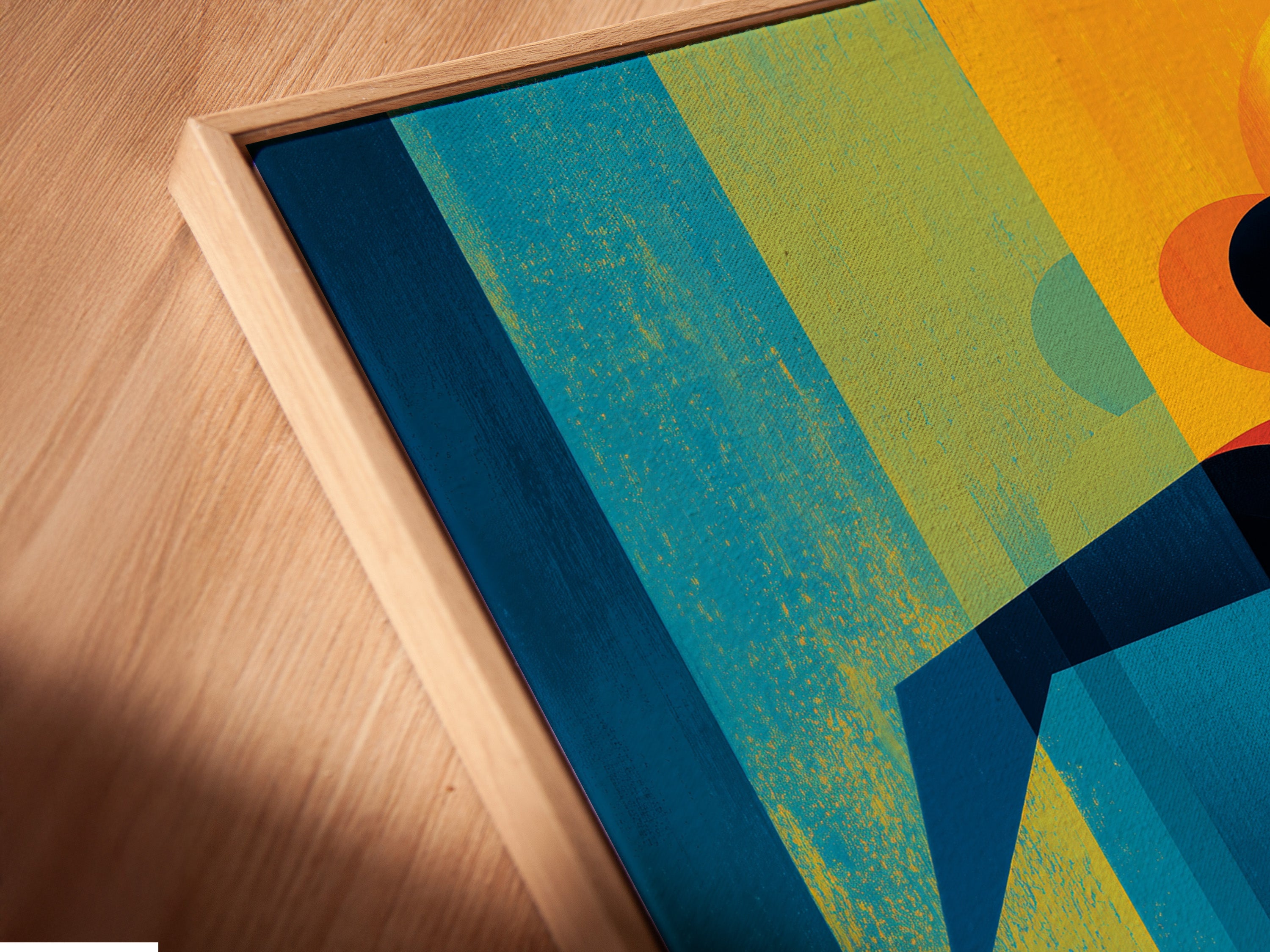 Angled close up of the Olympic Runner canvas print. The artwork is set in a floating frame. The floating frame gives a modern gallery look. Perfect for contemporary art enthusiasts and fitness wall art.