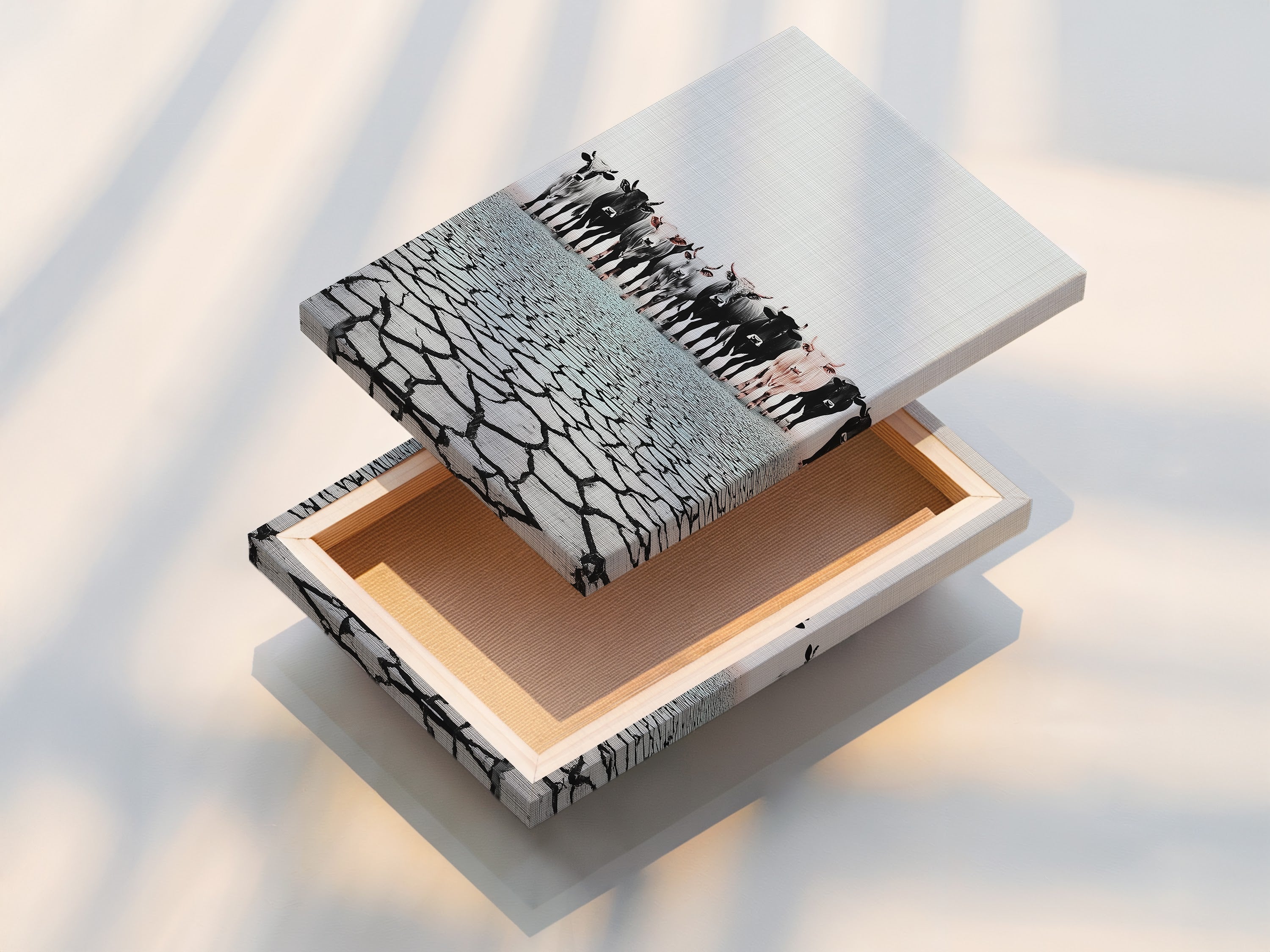 Stretched canvas print of cattle. Ready to hang farm animal artwork. This stretched canvas print brings countryside charm to your walls. Find your perfect stretched canvas art.