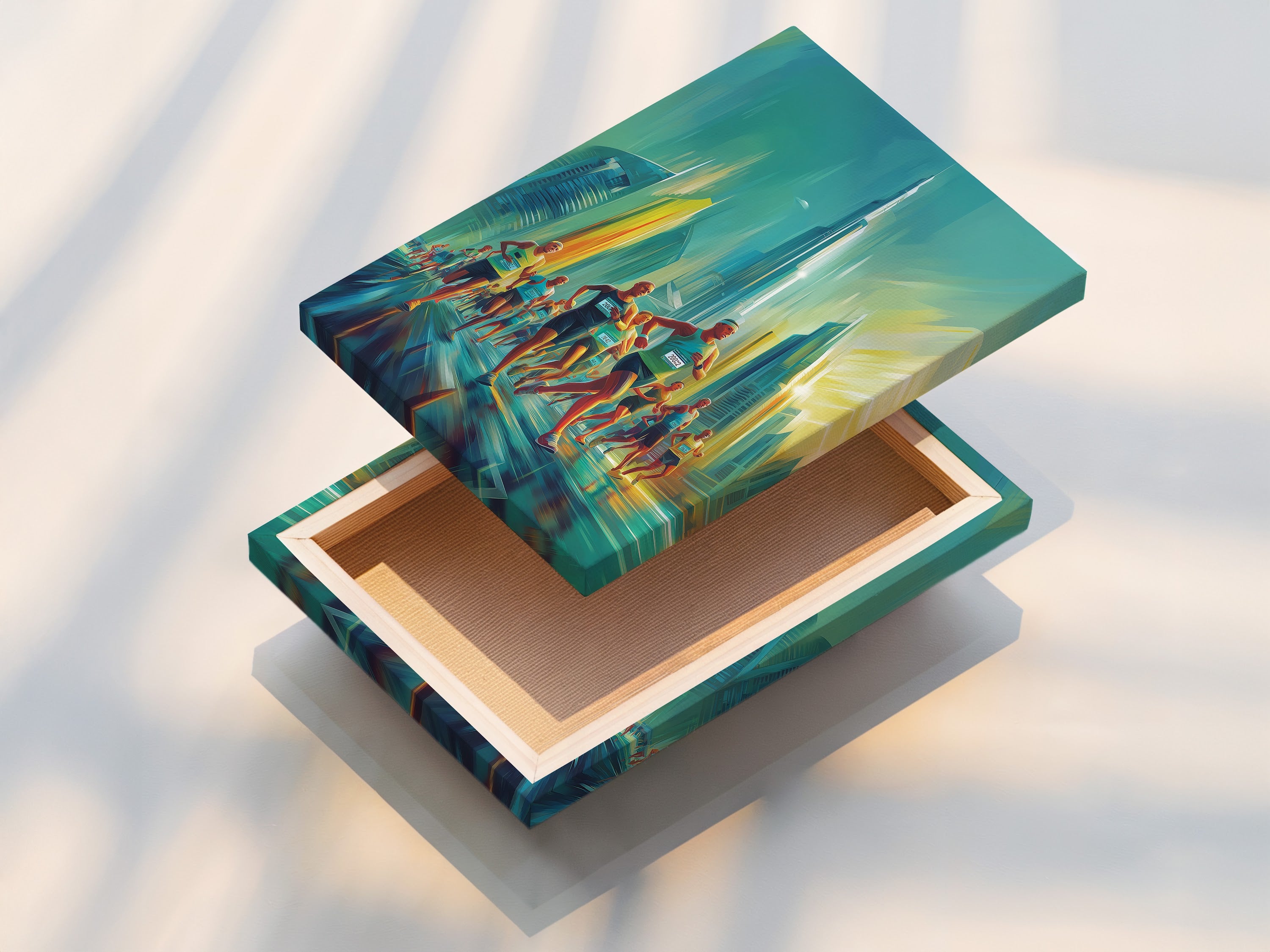 A stretched canvas print is displayed. The canvas is taut and ready to hang. Stretched canvas prints offer a clean frameless look. This canvas print enhances any room's decor. Order your stretched canvas print for a modern art display