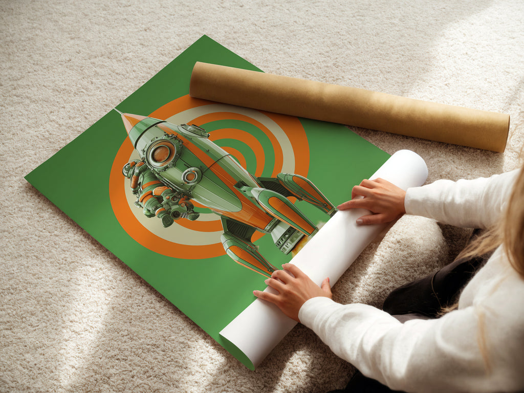 A skilled artisan is carefully rolling a fine art poster paper. The fine art paper ensures high-quality reproduction. This ensures the artwork looks its best. Perfect for creating stunning art prints with vibrant colors and sharp details.