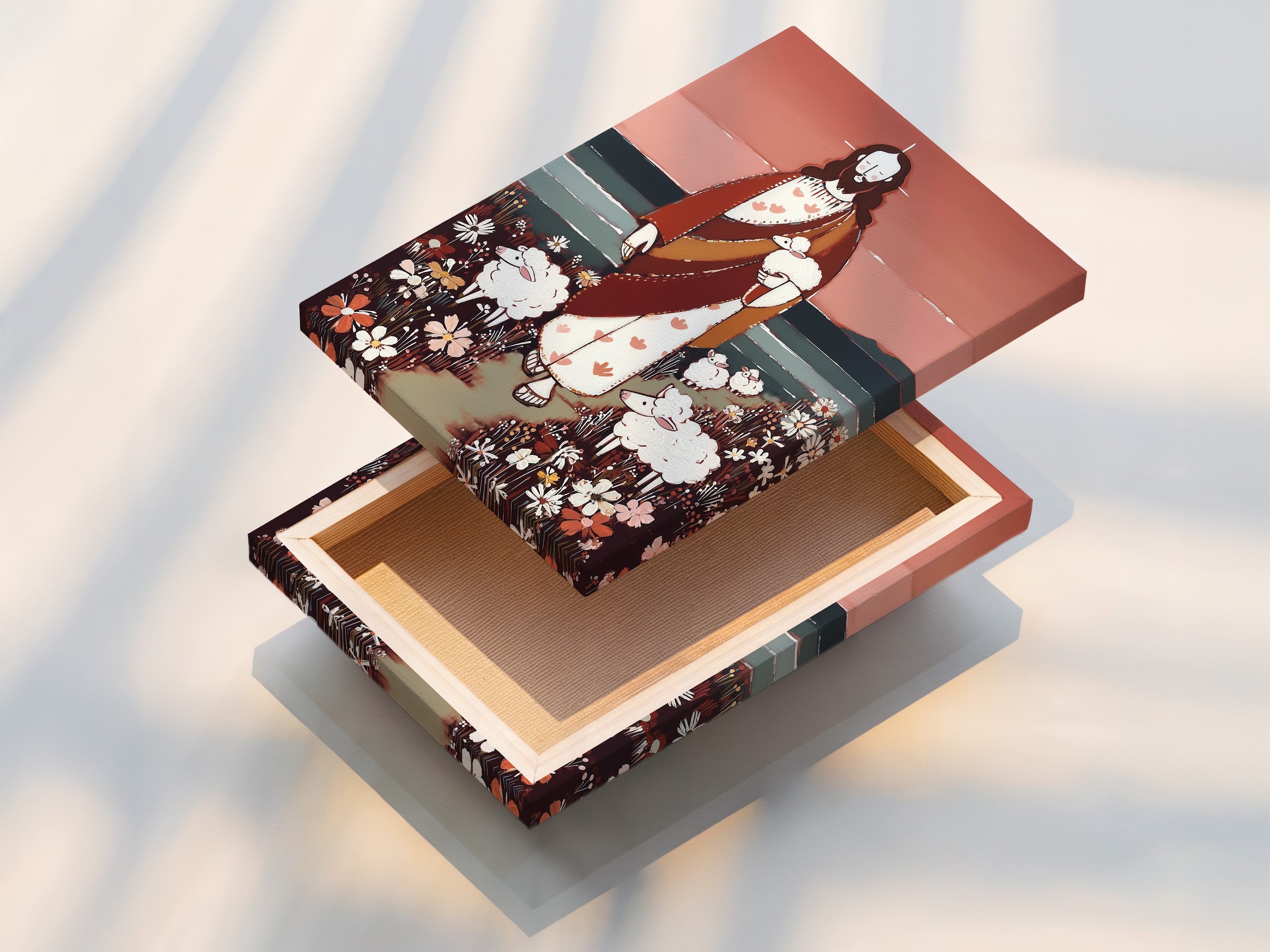 A stretched canvas print is displayed. The canvas is tightly stretched for a smooth finish. Gallery wrapped edges provide a professional look. Ready to hang and enjoy. Ideal for modern art displays. Adds texture to artwork.