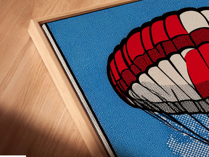 Angled close-up of a canvas print in a floating frame. Floating frames create a modern and elegant display. The frame enhances the artwork. Perfect for showcasing canvas prints. The floating frame adds depth and dimension to any piece. Explore floating frame options.