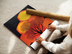 Woman rolling fine art poster paper. High-quality materials ensure vibrant and lasting prints. Perfect for modern wall art. Create stunning abstract artwork for your home or office. This is a great piece.