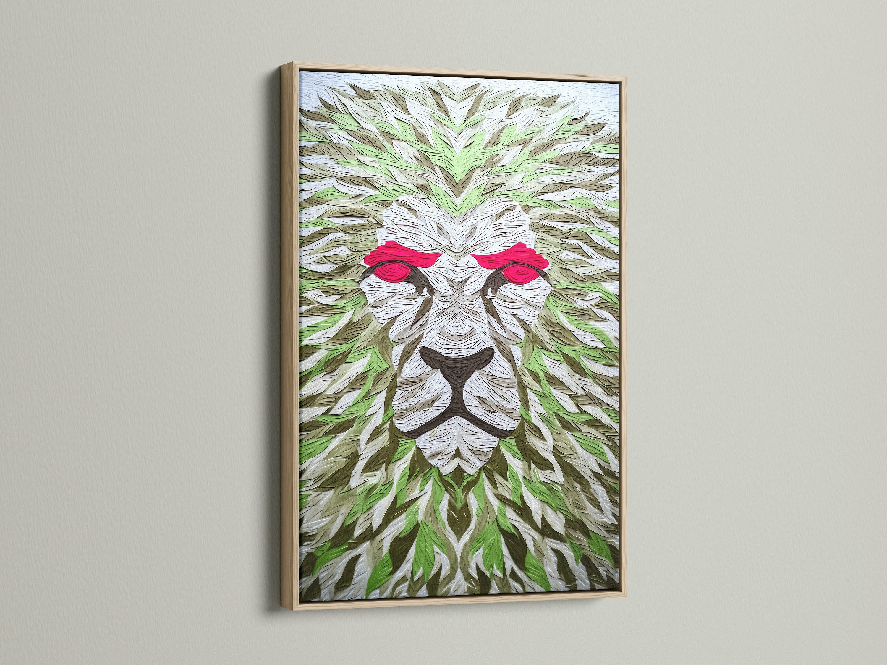 This is an oak frame. It offers a natural touch to any artwork. The oak's wood grain brings warmth. Perfect for rustic or contemporary art. The oak frame enhances the artwork's beauty. Experience the timeless appeal of oak. A great choice for showcasing art.