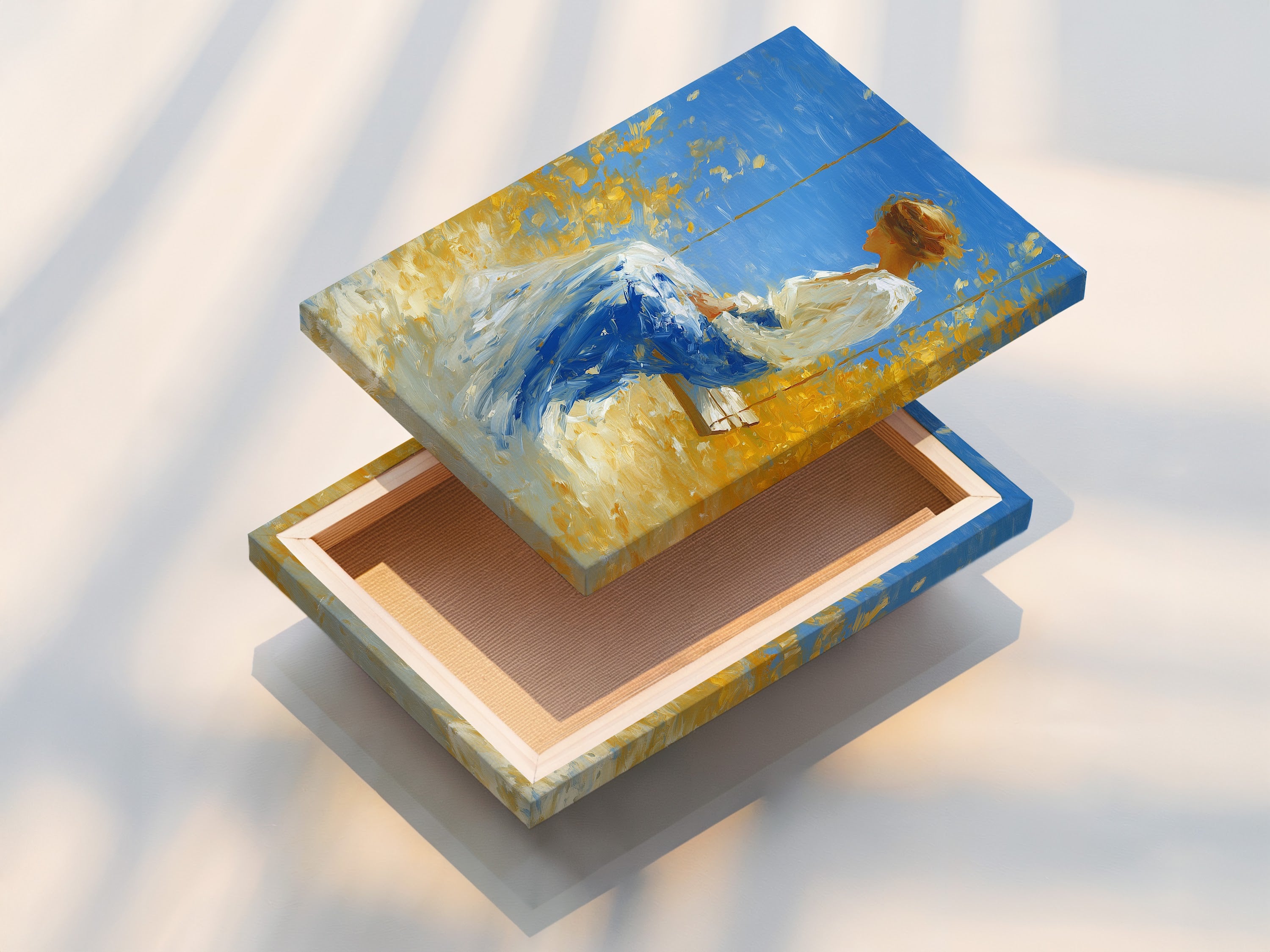 A stretched canvas print is displayed. The canvas print is ready to hang and enjoy. The stretched canvas provides a professional and gallery-worthy look. This canvas enhances the art's texture and depth. The canvas is durable.