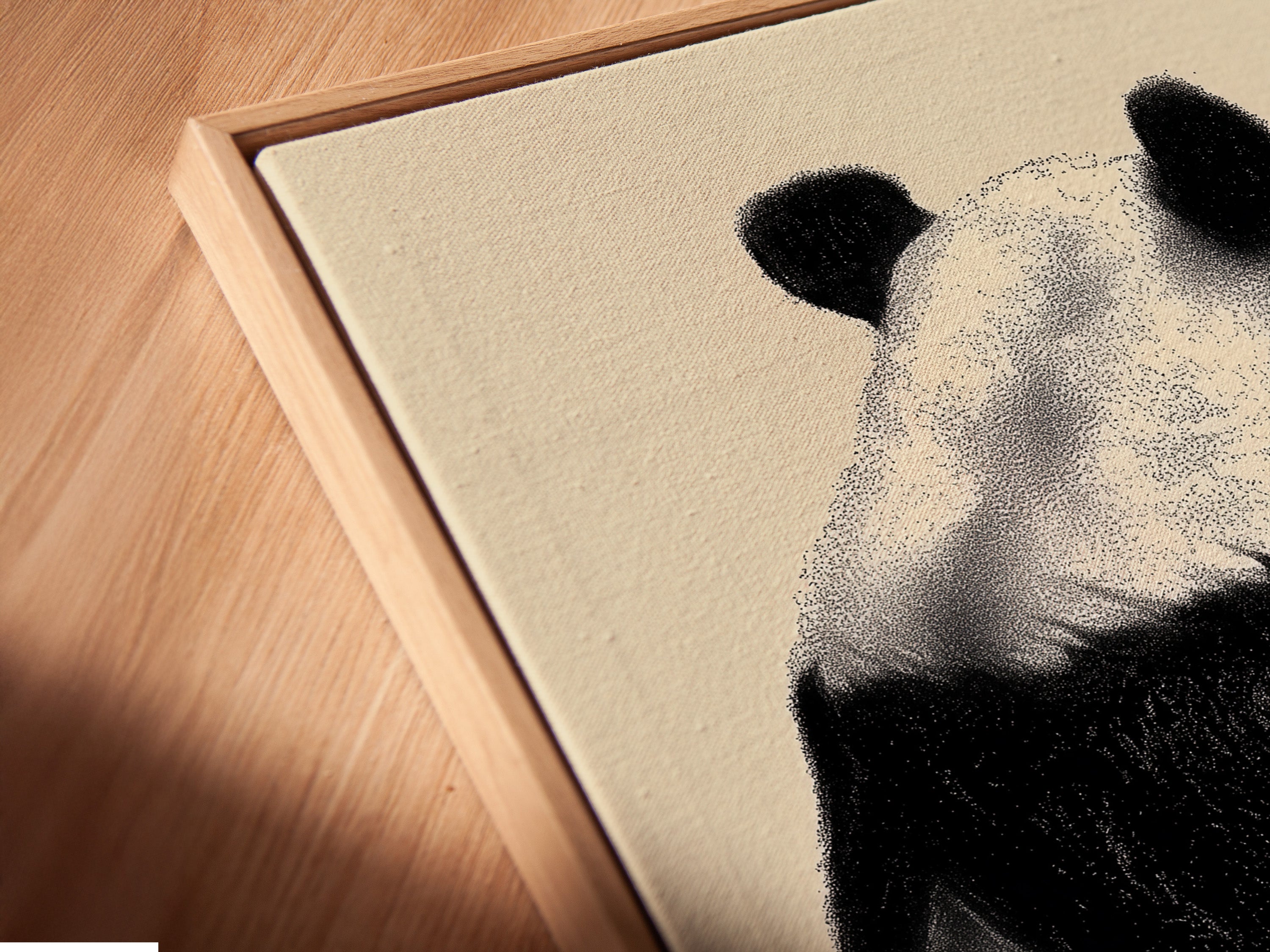 This is a close-up of a canvas print in a floating frame. The frame enhances the artwork's depth. The floating frame creates a modern and sophisticated display. Perfect for adding a contemporary touch to your wall decor.