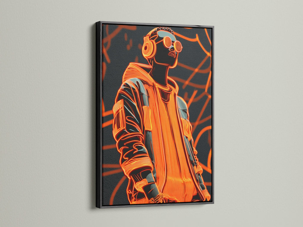 This artwork is showcased in a sleek black frame. The black frame adds a bold touch. It creates a striking contrast with the artwork. Ideal for contemporary spaces. See how a black frame can elevate your art.