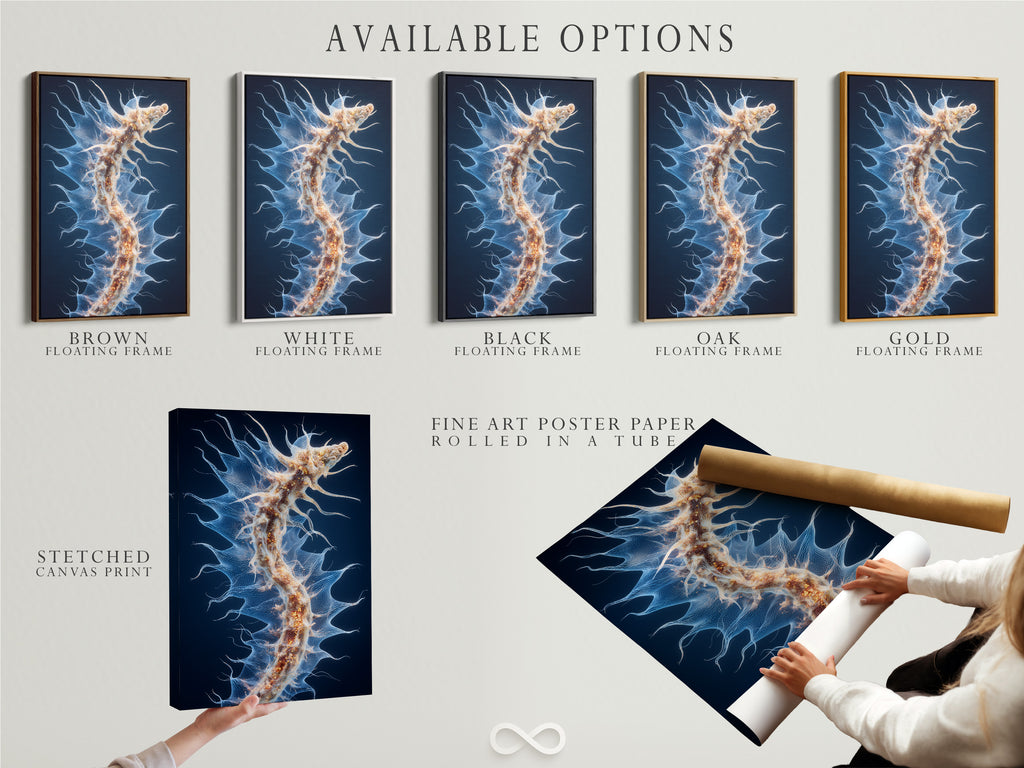 Explore available options for your artwork. Choose from stretched canvas prints. Fine art poster paper and floating frames are available. Customize your art to match your style.