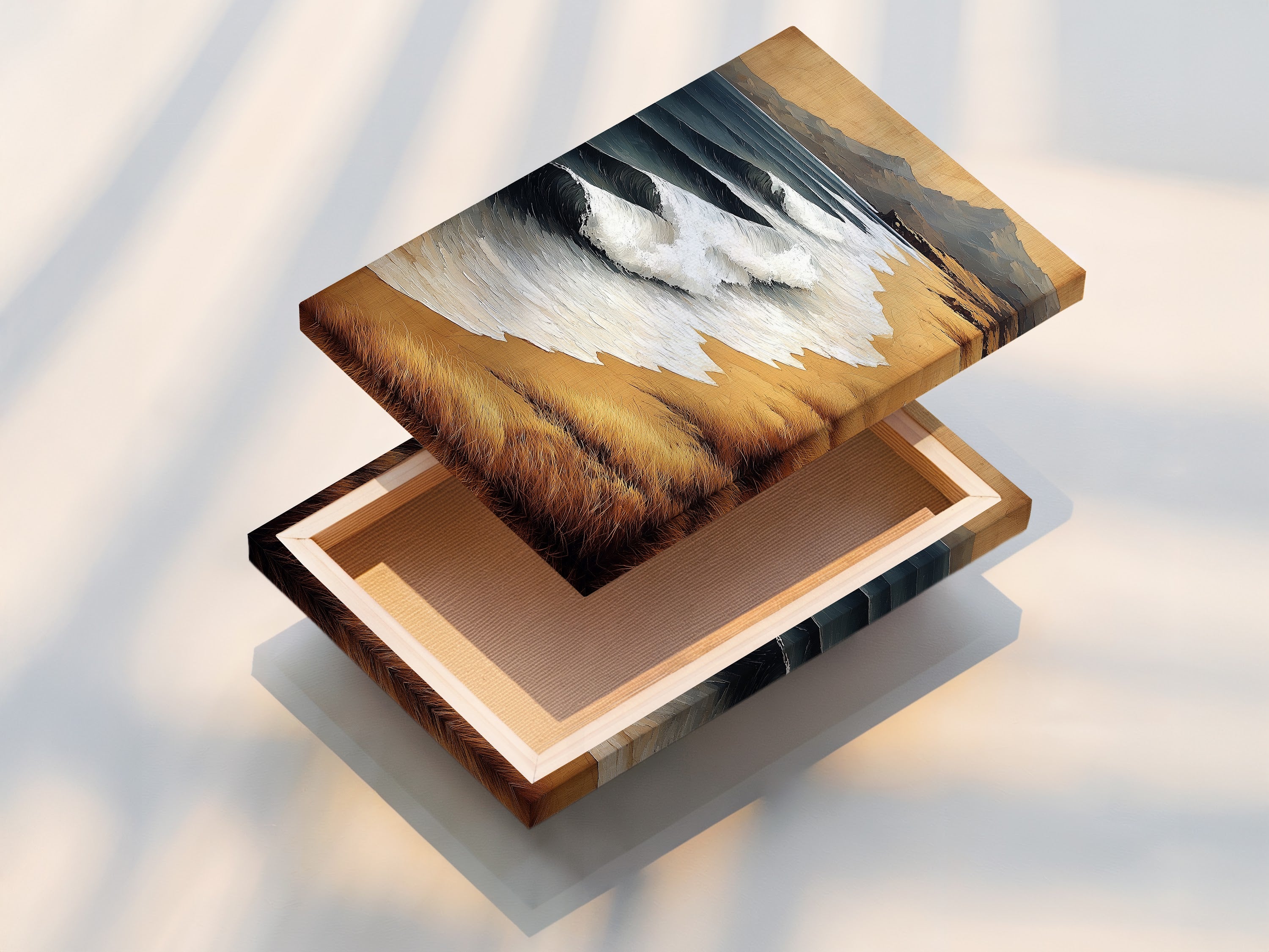 This stretched canvas print brings the beauty of the coast to your walls. The artwork showcases a stunning beach landscape. The stretched canvas provides a clean and modern look. Perfect for adding a touch of coastal charm to any room. Enjoy the vibrant colors and high-quality finish.