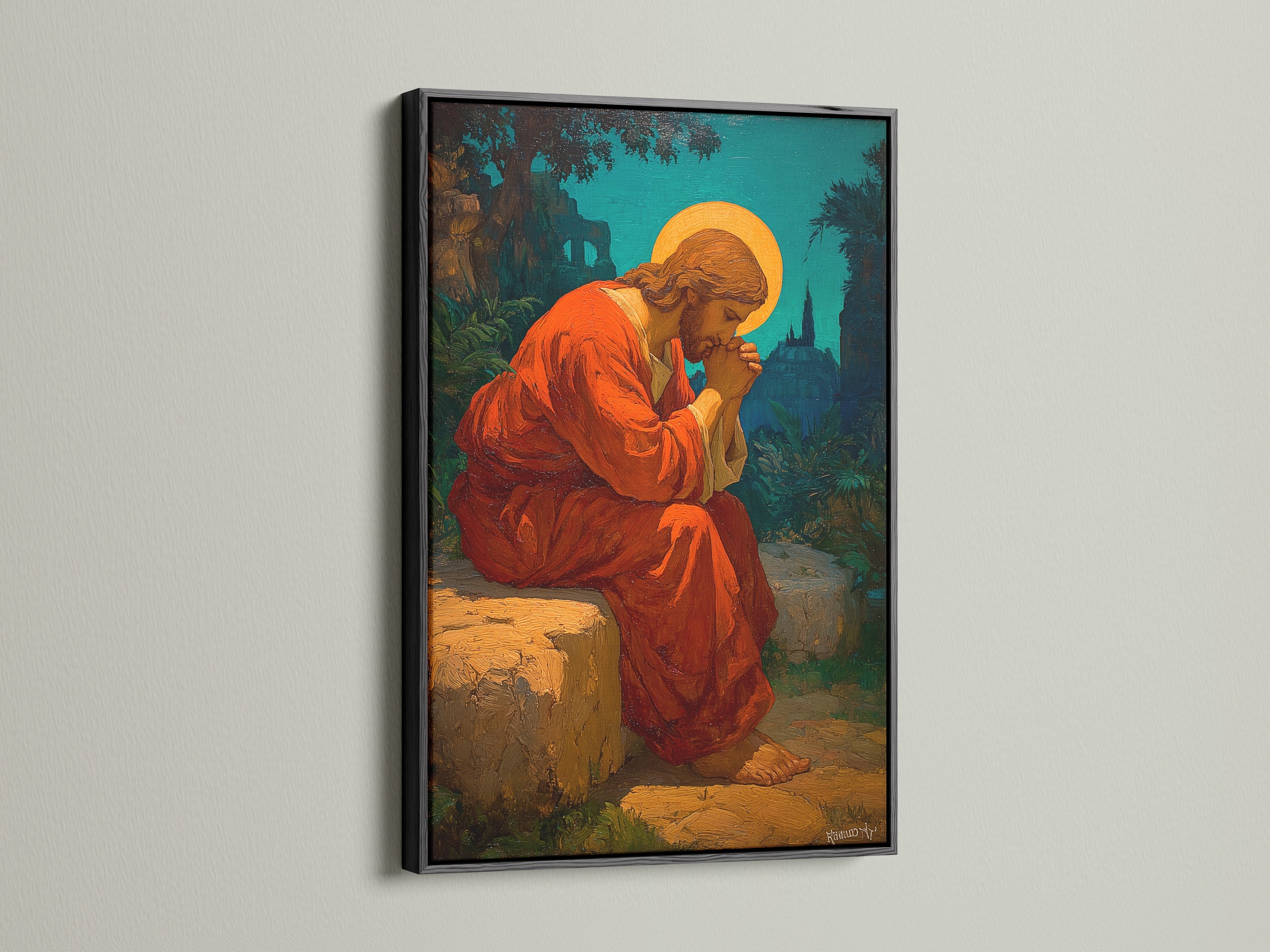 This art is framed in a sleek black frame. The black frame adds sophistication. It is perfect for any decor. This frame highlights the artwork. The dark frame contrasts beautifully. It is a timeless choice. The frame is a classic. It is an excellent choice for art collectors.