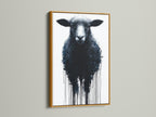 Black Sheep Art Print - Modern Farmhouse Wall Art, Minimalist Animal Painting, Contemporary Home Decor, Dripping Paint Style