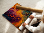 A woman carefully rolls a fine art poster paper. The high-quality paper ensures vibrant colors and sharp details. Fine art poster paper is perfect for art prints and reproductions. Preserve your art for years to come. Get your prints on premium paper.