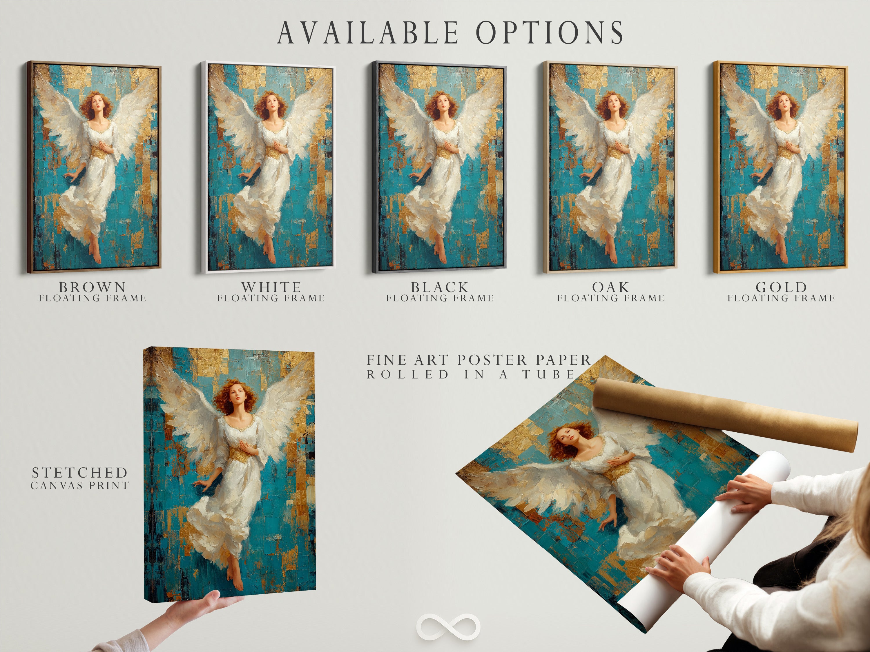 Explore available artwork options. Choose between a stretched canvas print a fine art poster paper or a floating frame. Each option offers a unique way to display and enjoy your favorite pieces of art. Perfect for any space.