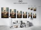 Use this size comparison chart to find the perfect fit. This interior shows how the artwork enhances the space. Choose the ideal size for your religious decor. Envision this faith canvas print. Perfect for church office art or Christian home decor.