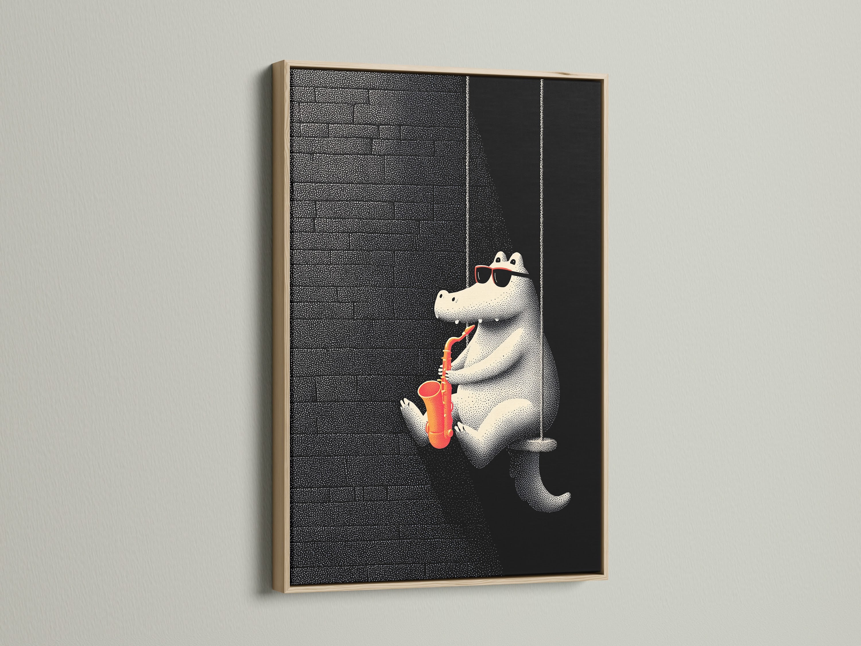 A framed art piece is showcased with an oak frame. The natural wood grain adds warmth and character. Perfect for complementing a range of interior styles. Discover the beauty of framed artwork.