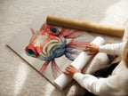 A woman carefully rolls a fine art poster paper. This shows the care and precision. It is involved in preparing high-quality prints. The fine art paper ensures vibrant colors and sharp details. It guarantees your artwork looks its best. It is ready for framing.