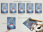 Explore available options for Ganesha artwork. Choose from a stretched canvas print. Consider fine art poster paper or a floating frame. Elevate your meditation room with spiritual wall art. Perfect for yoga studio decor too.