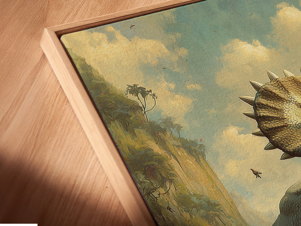 Close-up angled view of a canvas print. The print is displayed in a floating frame. The floating frame adds depth and dimension to the artwork. The canvas print is stretched and ready to hang. Discover the beauty of canvas prints.