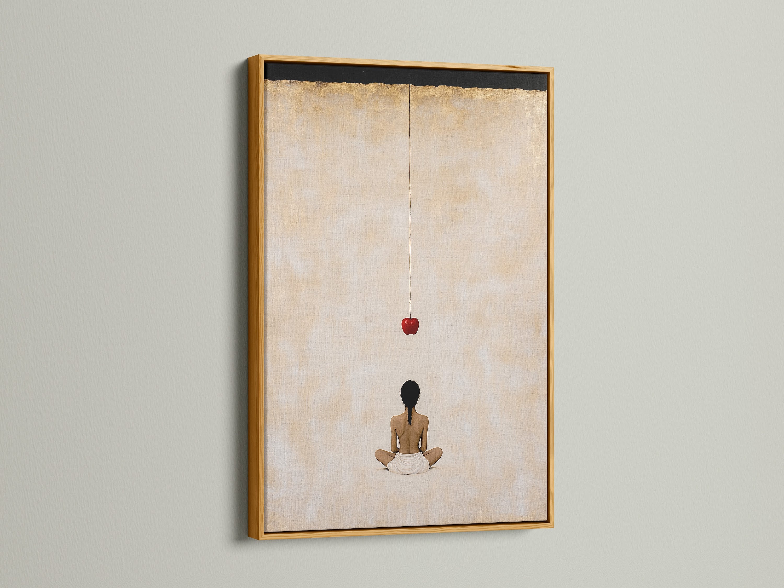 Gold frame showcasing zen artwork. The minimalist meditation art print brings a touch of elegance. Perfect as spiritual decor for yoga studios. This buddha canvas radiates peace and mindfulness.