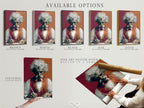 Available options for Mark Twain art are displayed. Options include a stretched canvas print a fine art poster paper and a floating frame. Choose the perfect format for your literary decor needs. Enhance your space with this writer artwork.