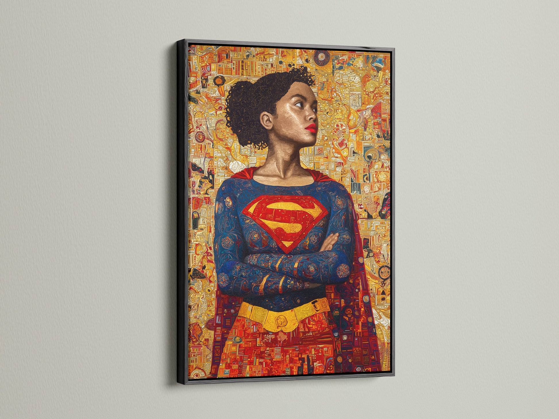 A sleek black frame showcases a bold artwork. Black frames add sophistication and contrast. The artwork gains depth and presence. A versatile choice for any art style. Experience the impact of a black frame. This enhances your artwork's visual appeal.